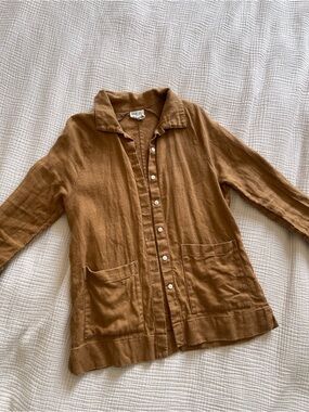 Brown Button-Front Lightweight Women's Jacket XS